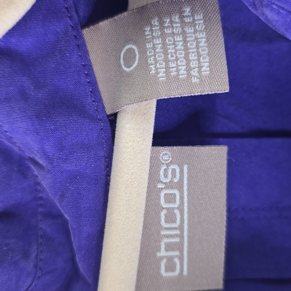CHICOs Purple Button-Up Shirt with Tab Sleeves, Size 0 (S) - Picture 3 of 4